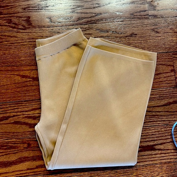 Lucca Jenni wide leg knit crop pants trousers pull on Kelley Cawley camel LUX Sm - Picture 10 of 13